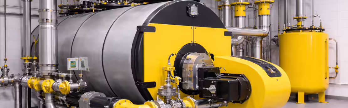 Circuito olio diatermico industriale con valvole e tubazioni per applicazioni ad alta temperatura oltre 180°C